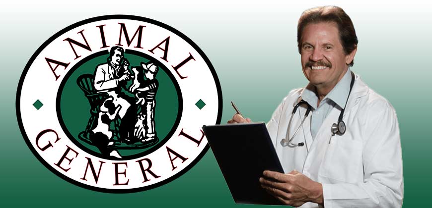 Dr. Mike Hutchinson DVM with pen and clipboard stethoscope Animal General Cranberry Township logo